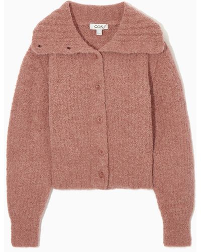 COS Spread-collar Textured Alpaca Cardigan - Pink