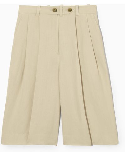 COS Tailored Linen-blend Bermuda Shorts - Natural