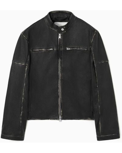 COS Leather Moto Jacket - Black