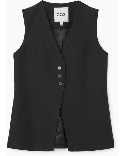 COS Longline Linen-blend Vest - Black