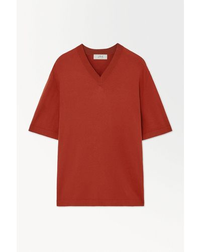 COS The Knitted Silk T-shirt - Red