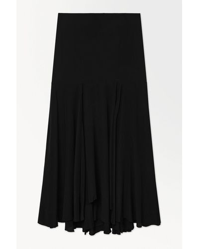 COS The Flared Silk Maxi Skirt - Black