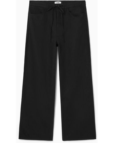 COS Wide-leg Drawstring Trousers - Black