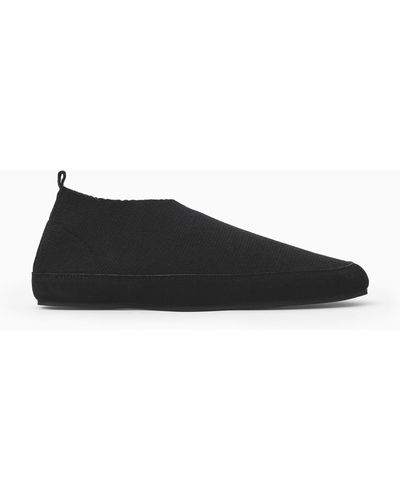 COS Teddy-lined Knitted Slippers - Black