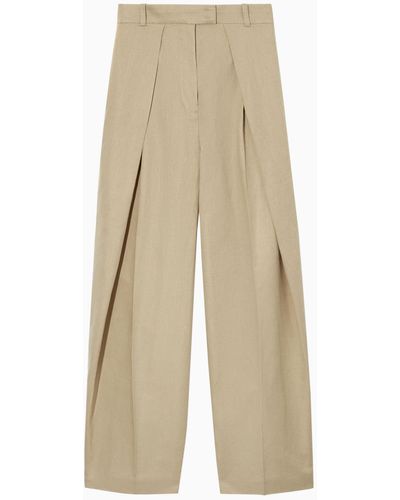 COS Wide-leg Linen Tailored Pants - Natural