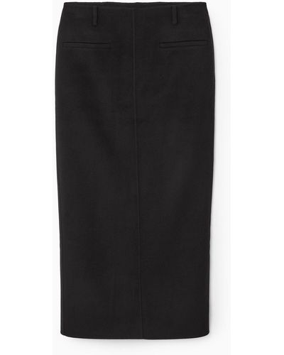 COS Double-faced Wool Column Maxi Skirt - Black