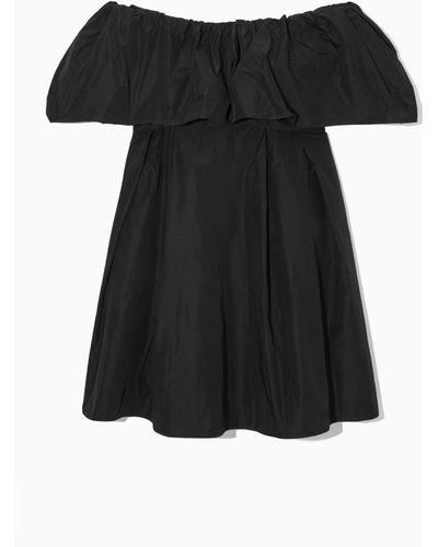COS Voluminous Off-the-shoulder Mini Dress - Black