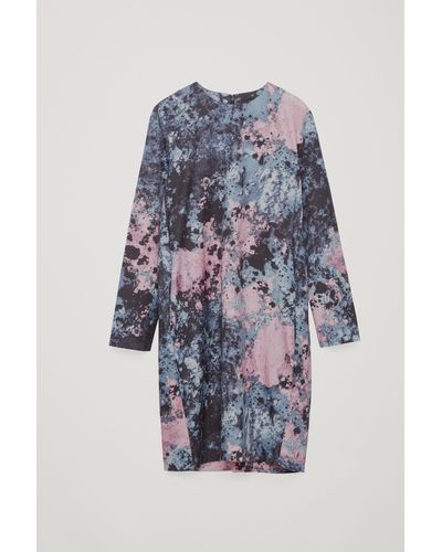 COS Printed Cocoon-shaped Dress - Purple