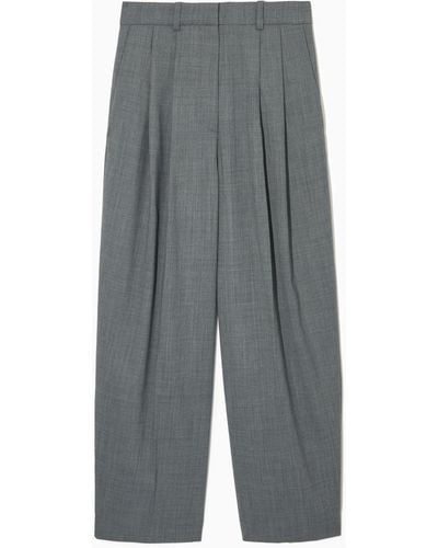 COS Wide-leg Tailored Wool-blend Pants - Gray