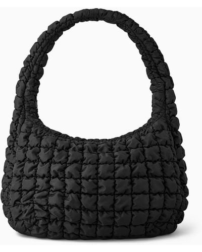 COS Quilted Oversized Crossbody Bag - Leather - Black