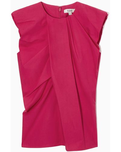 COS Gathered Draped Sleeveless Top - Pink