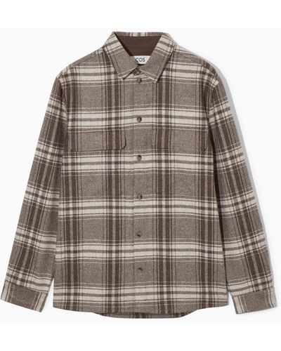 COS Checked Wool-flannel Overshirt - Brown