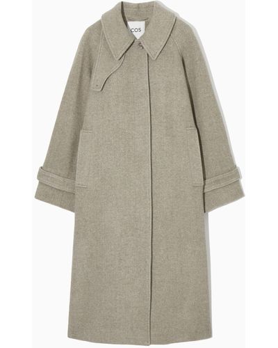 COS Oversized Rounded Wool Coat - Natural