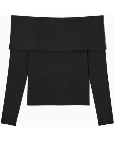 COS Off-the-shoulder Long-sleeved Top - Black