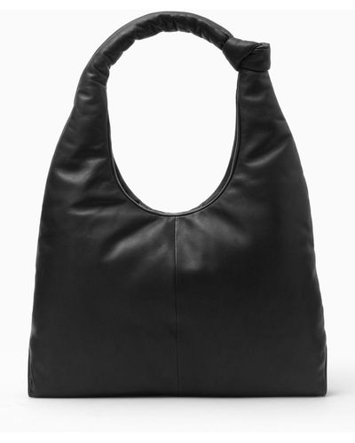 COS Knotted Padded Shoulder Bag - Leather - Black