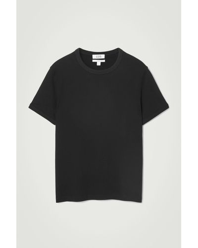 COS Slim Ribbed T-shirt - Black