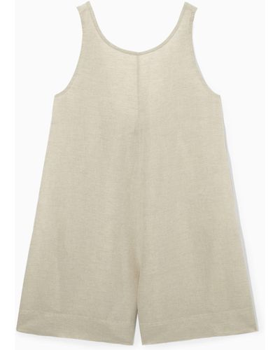 COS Relaxed-fit Linen-blend Romper - Natural