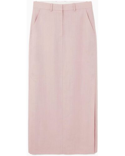 COS Tailored Linen-blend Maxi Skirt - Pink