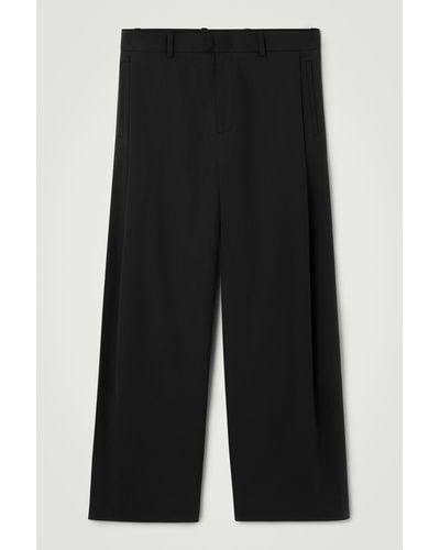 COS Pleated Cotton Wide-leg Trousers - Black