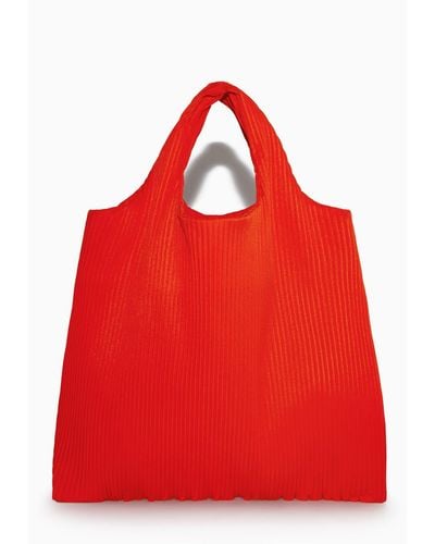 COS Small Pleated Tote Bag - Red