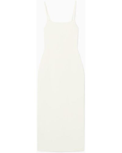 COS Square-neck Knitted Slip Dress - White