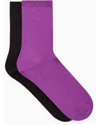 COS 2-pack Mercerised Cotton Socks - Purple