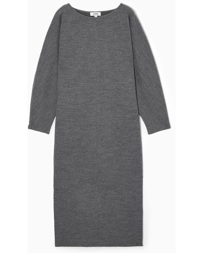 COS Boiled-wool Long-sleeved Maxi Dress - Gray