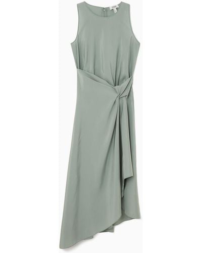 COS Knotted Wrap-front Midi Dress - Green