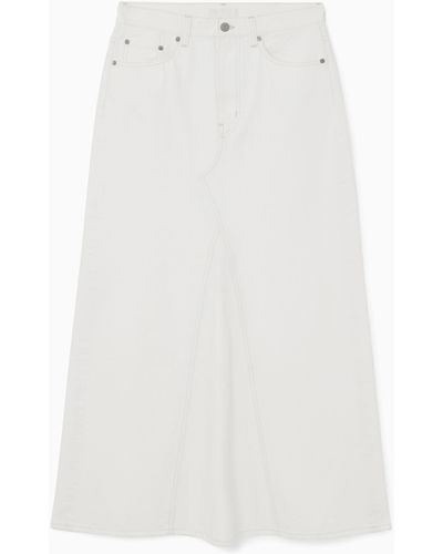 COS Panelled Denim Maxi Skirt - White