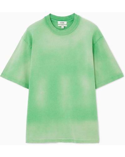 COS Oversized Faded Mock-neck T-shirt - Green