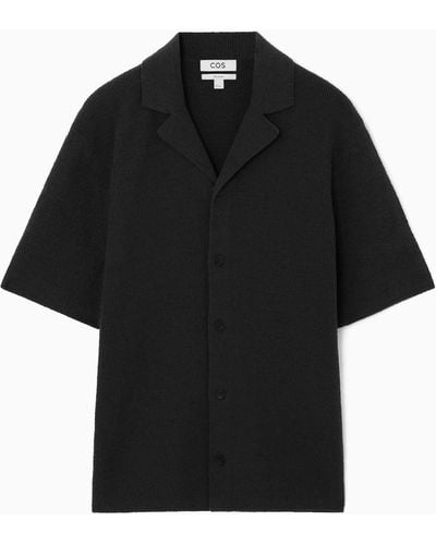COS Short-sleeved Bouclé-knit Shirt - Black