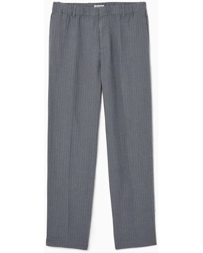 COS Straight-leg Elasticated Linen Pants - Gray