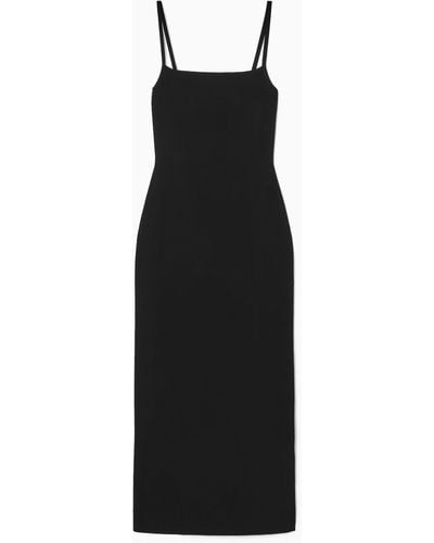 COS Square-neck Knitted Slip Dress - Black
