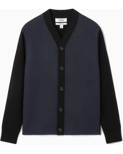 COS Color-block Panelled Wool Cardigan - Blue