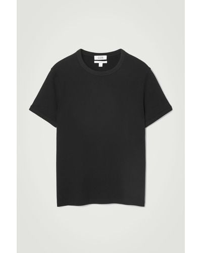 COS Slim Ribbed T-shirt - Black