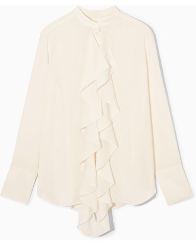 COS Ruffled Stand-collar Blouse - White