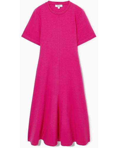 COS Short-sleeved Jersey Midi Dress - Pink