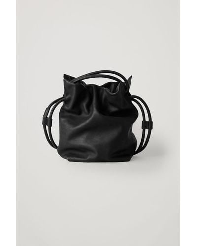 COS Drawstring Leather Bag - Black