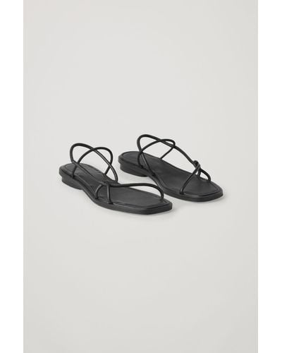 COS Strappy Flat Sandals - Black