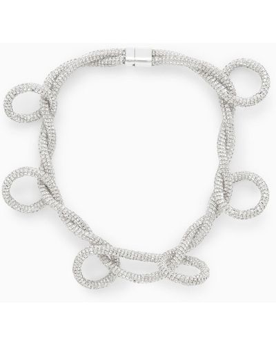 COS Crystal-embellished Necklace - White
