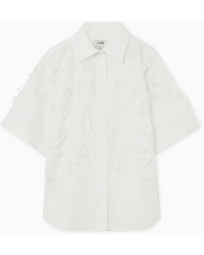COS Embellished Short-sleeved Shirt - White