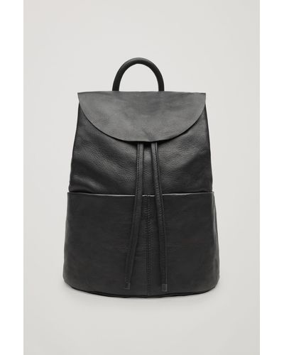 COS Unstructured Leather Backpack - Black