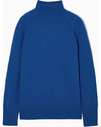 COS Pure Cashmere Turtleneck Sweater - Blue