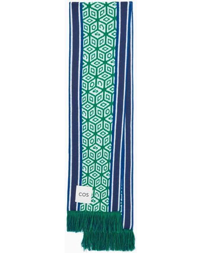 COS Jacquard-knit Wool Football Scarf - Green