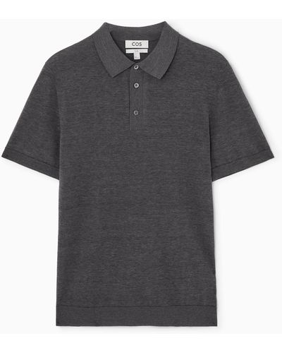 COS Knitted Silk Polo Shirt - Black