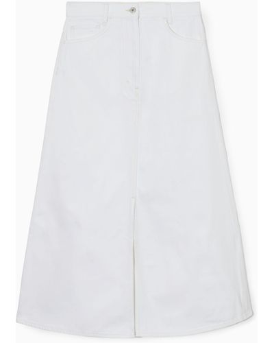 COS A-line Denim Midi Skirt - White