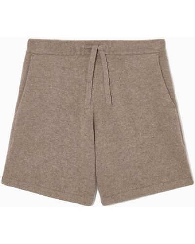 COS Pure Cashmere Drawstring Shorts - Brown