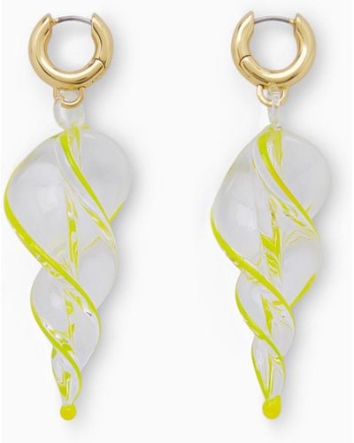 COS Twisted Glass Drop Earrings - Yellow
