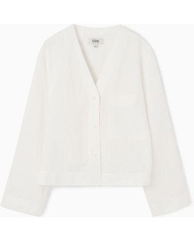 COS Flared-sleeve Linen Blouse - White
