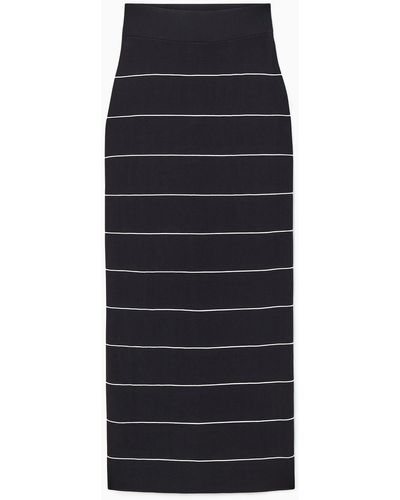 COS Striped Knitted Maxi Skirt - Black